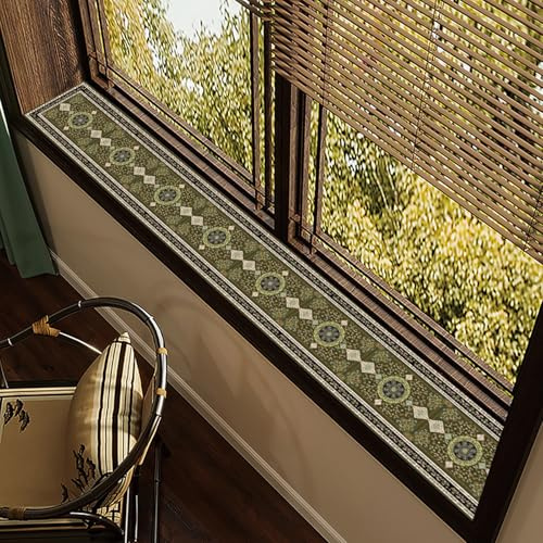 Tappetino per Davanzale in Stile BohéMien Tappeto in PVC Antiscivolo Impermeabile Protezione per Finestra a Bovindo Copri Davanzale Interno Cuscino Antigraffio per Cani Gatti(F,80x40cm(31.5x15.7in))