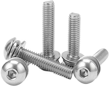 YAVCBOPM 1/50 M3 M4 M5 M6 M8 304 A2 Acciaio inossidabile Vite a testa bombata con esagono incassato SEM piatta con rondella Guarnizione a molla Bullone di montaggio(10pcs M4x25mm)