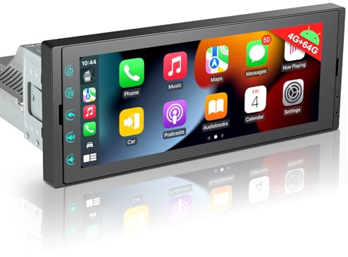 LEROAADZ 1 Din Car Radio Android Autoradio mit Bildschirm, 4GB+64GB Wireless Android Auto & Apple Carplay Radio 1Din mit Navi Bluetooth WLAN GPS FM/AM/RDS