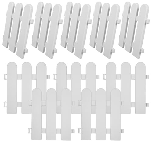 CTIRCHIU Staccionata in Pvc Bianca per Giardino Materiale Resistente e Design Unico, per Decorazione Cortile e Protezione Prato, Confezione da 10 Pezzi