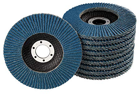 Lot de 10 disques à lamelles Ø 125 mm, grain 120, bleu, INOX, qualité professionnelle, pour meuleuse d'angle, disques à lamelles, disques abrasifs, meules à lamelles, disques abrasifs