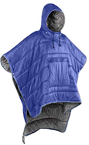 Gaorui Inverno Poncho Cappotto Outdoor Camping Calore Piccola Trapunta Coperta Impermeabile Sacco A Pelo Mantello Mantello con Cappello per Adulti, Blu, 1 Count (Pack of 1)