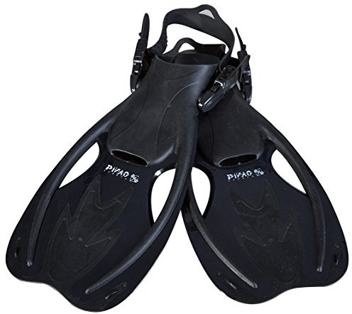 PiNAO Sports - Verstellbare Taucherflossen für Kinder, Größe S - XL [Schwimmflossen, Tauchen, Schnorchelflossen, Kinderflosse, Kinder, Schnorcheln] (Schwarz, S-M)