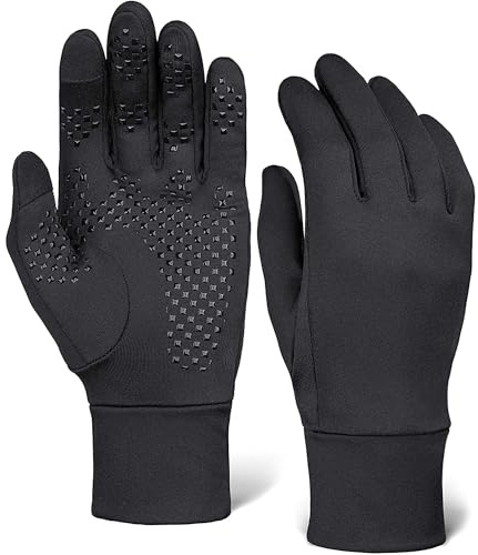 Guantes de correr para pantalla táctil, forro térmico de invierno para clima frío para hombres y mujeres, guantes negros delgados, ligeros y cálidos para enviar mensajes de texto, ciclismo y conducir,