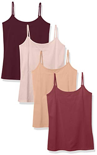 Amazon Essentials Damen Slim Fit Camisole 4er Pack, Camel/Dark Burgundy/Light Burgundy/Pale Mauve, X-Large