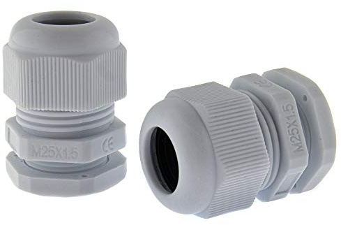 Seki 10 x Kabelverschraubung M25 9-17mm, wasserdichte IP67 metrische Kabelverschraubung, grau (RAL7035), passend für PG16