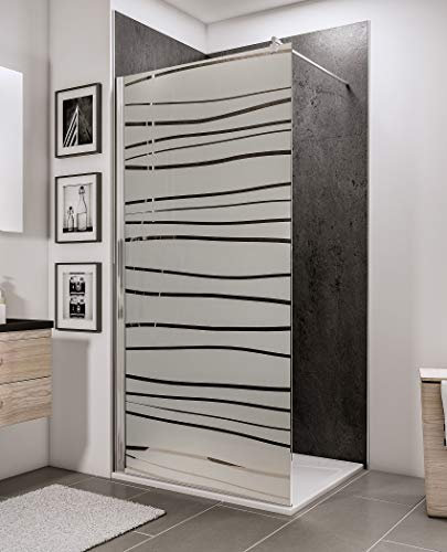 Schulte paroi de douche fixe à l’italienne 120 x 190 cm, barre 122 cm incluse, profilé aspect chromé, verre de sécurité antical 6 mm, décor Mistral, plage de réglage 116.7-120.0