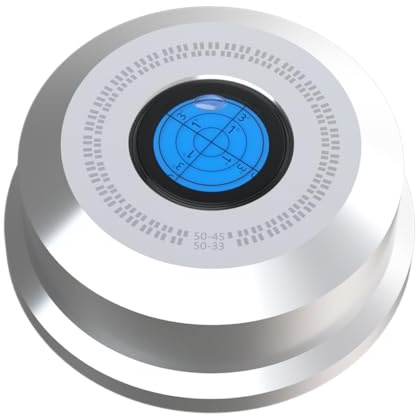 Monosaudio HiFi Schallplattengewicht Plattenpuck, Silber | 320 g, Wasserwaage mit Libelle, 50Hz Vinyl-Disc-Stabilisator, Für Plattenspieler