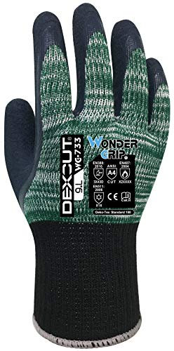 Wondergrip - Dexcut - WG-733 Safety Gloves - HDML Coating - Medium to Heavy Cut Protection - Anti-Wear & Thermal Hazard Protection - High Grip - Durable Latex - Green - Large