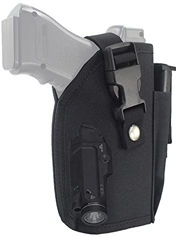Depring Tactical Belt Holster with Mag Pouch for Handguns with Light or Laser Attachment Universal Outside The Waistband Holster Black