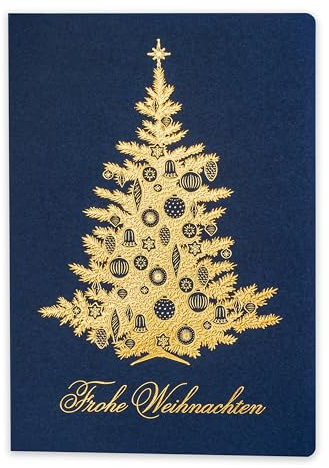 Art Nuvo – EXKLUSIVE WEIHNACHTSKARTEN – SATZ VON 10 GLEICHE KARTEN, 120x170mm, VERGOLDETE UND GEPRÄGTE WEIHNACHTSMOTIVE – HERGESTELLT AUS SCHMUCKPAPIER MIT EINLAGEN UND UMSCHLÄGEN, ACH042A, Mittel