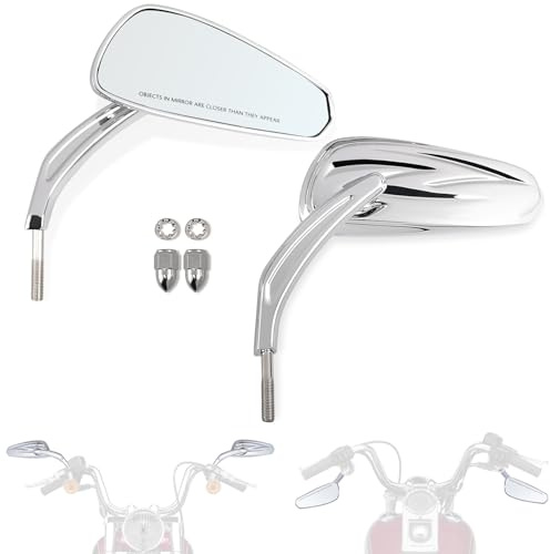 FOVPLUE Handlebar Mount Mirrors, Motorcycle Rearview mirrors for 1982-2025 Harley Models, for CVO Dyna Touring Electra Glide Road Glide Road King Softail Street Glide Sportster 1200 883, Chrome