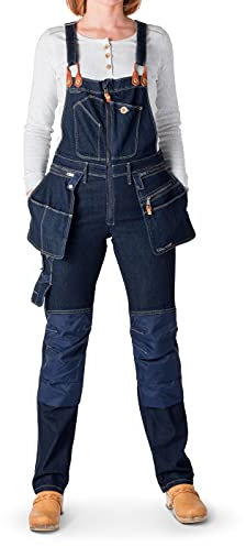 Klöver Blå Schweden Arbeits Latzhose Zimmermannshose Garten Damen Stretch Denim (XL)