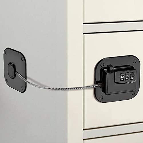 Yosemy Sécurité Serrures pour Bébé Serrures à Combinaison Sécurité Verrouillage Enfants Loquets de Sécurité Adhésive pour Frigo Tiroir Placards Porte Armoires, Noir 1 Pièce