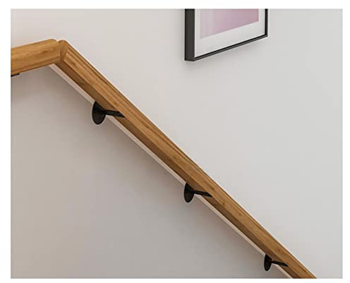 Corrimano in legno con 2 supporti per montaggio a parete, antiscivolo, corrimano per scale in legno, per casa, asilo e corridoio, per interni, scale, ringhiere, edifici, loft, scale, corrimano, kit
