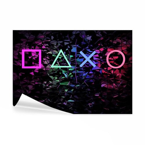 decomonkey Papier Peint Panoramique Intissé Game Play 350x256 cm - Motif Géométrique Gamer Noir et Coloré, Décoration Murale Chambre - Facile d’entretien, résistante aux UV Ado - 7 Lés