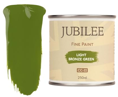 Guild Lane Jubilee Furniture Paint – Upcycle & Transform Wood, Metal & Glass – Soft Sheen Finish for Indoor & Outdoor – Durable & Easy to Apply Multi-Surface Paint (Light Bronze Green, 250ml)