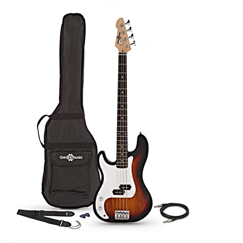 Gear4music LA Linkshändige elektrische Bassgitarre für Anfänger