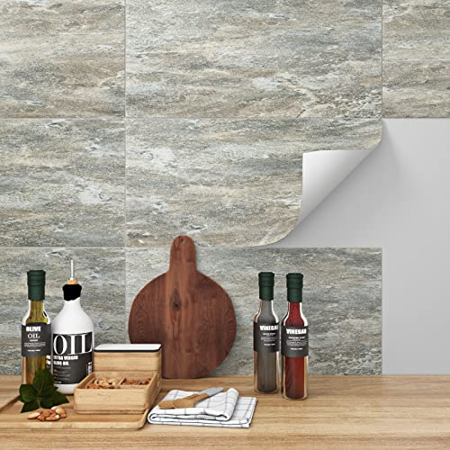 FunStick 15 Stück 30X60CM Fliesenaufkleber Boden PVC Bodenbelag Selbstklebend Betonoptik Selbstklebende Fliesen Für Wohnzimmer Bad Boden & Wand Wasserfest Küche Linoleum Vinylboden Kleber Fliesen