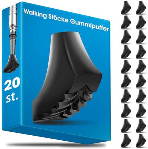 Nordic Walking Stöcke Gummipuffer 20 Stück, Walking Stöcke Gummipuffer Universal für die Meisten Walking Stöcke & Nordic Walking Stöcke, Griffiges und Rutschfestes Ttrekking Gummipuffer Pads (11mm)
