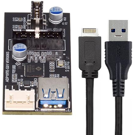 Chenyang Multiplicateur de port USB 3.1 Type E vers USB 3.0 19/20 broches et HUB Adaptateur PCBA avec câble d'alimentation SATA
