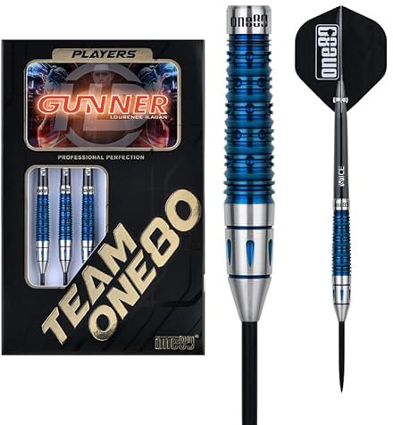ONE80 Steel Dart Lourence Ilagan The Gunner HD 80% Tungsten Steeltip Dart Steeldart Dartpfeile Set mit Schäften und Flights Hochwertige Tungsten Steeldarts (22 Gramm)