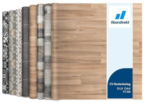 Floordirekt Revestimiento de Suelo de PVC Por Metros, Suelo de Vinilo CV Para Cocina y Balcón en Aspecto de Madera, Baldosa y Piedra, Robusto y Fácil de Limpiar, 200 x 100 cm