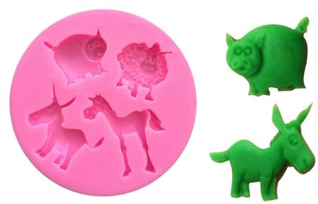 Fondant Formen 2 Stück Von Vier Tierischen Silikonformen Schweinen Lämmern Ponys Eseln Cartoon-Backformen