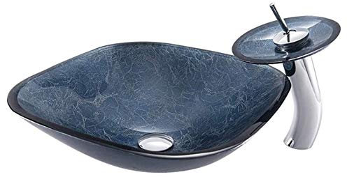 Waschtischunterschrank mit Waschbecken, Badezimmer-Waschbecken, Gefäße, Waschbecken, Aufsatzwaschbecken, quadratisch über der Theke, Waschbecken aus gehärtetem Glas, sternenblaues