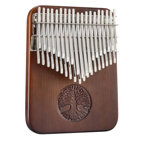 Kalimba-Daumenklavier mit 38 Tasten – Reliefschnitzerei, hochwertiger Korpus aus schwarzem Walnussholz, doppellagige Mineralmetalltasten, ideal for Anfänger, Kinder und Erwachsene