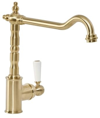 Milano Elizabeth Lever Handle Kitchen Sink Mixer Tap Swivel Spout - Brass