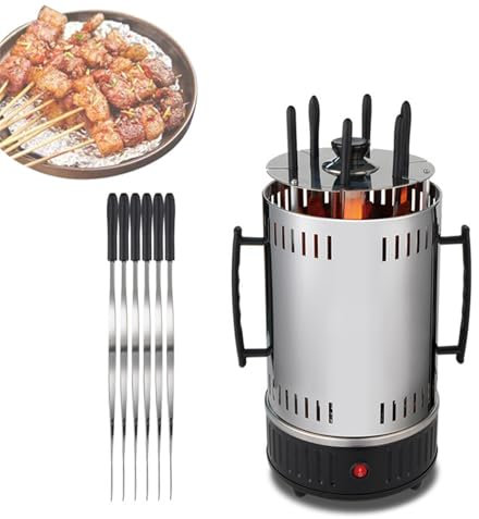 Rotating Vertical Electric Rotisserie Grill,Indoor Electric Grill Barbecue Grill With 12 Grill Fork,1000W Automatic Rotary Skewer Machine,Double Handle For Kebabs,Skewers and Fish Roasts