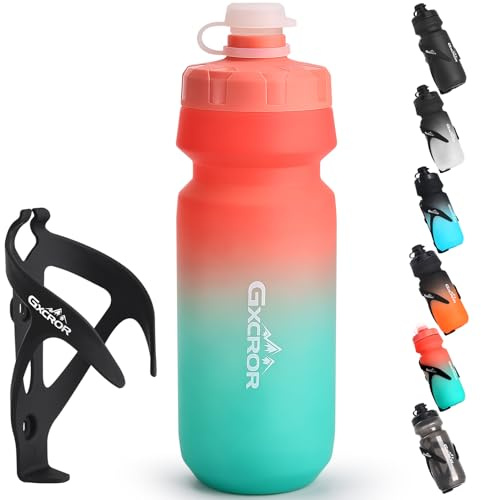 GXCROR Bike Water Bottle Holder with Bottle Combo, Lightweight, Durable & Secure Water Bottle Cage Set, Easy Installation, Fit for Sport Outdoor Cycling, MTB Road