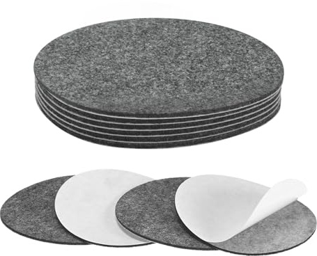 M METERXITY 10-Pack Lamp Base Felt, 4 Inch Dia. 2mm Thick Self Adhesive Round Fabric Felt Pads for Lamp/Furniture/DIY, Non-Slip Fiber Backed Patch Circles with Adhesive Backing [Grey]