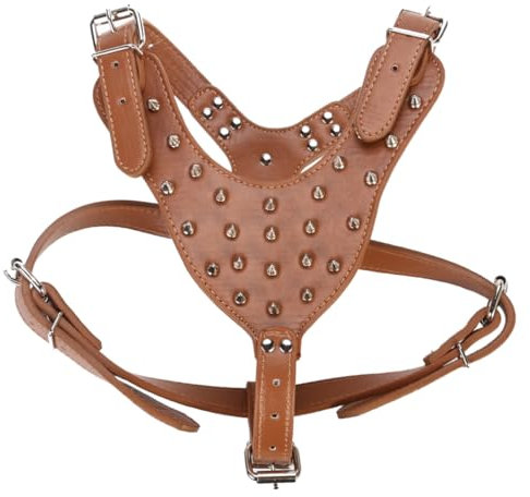 Kisangel Imbracatura Per Cani Esterna in Pu Punte in Metallo Comoda Da Indossare Riduce La Trazione Durante Passeggiate Attività All Aperto