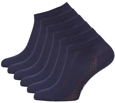 Cotton Prime Calcetines deportivos unisex para hombre y mujer, 6 pares de calcetines cortos de bambú viscosa – Calcetines deportivos transpirables para uso diario y deporte, 6 x azul marino, 39-42
