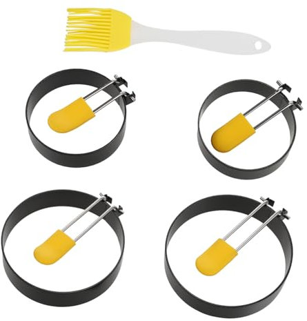 HOLIDYOYO 5piezas Molde De Redondo Inoxidable Con Cepillo Para Cocción De Reutilizables y Antiadherentes Para
