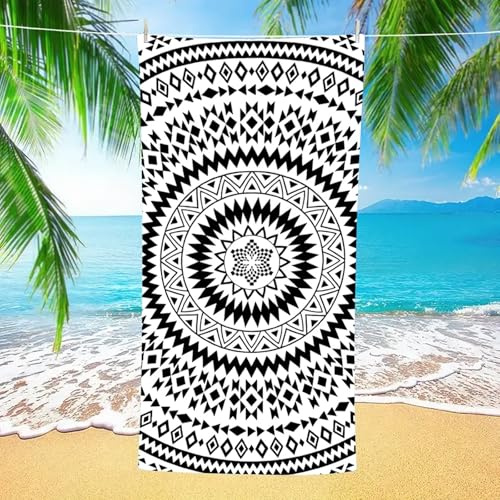 KnSam Toalla de sauna de 80 x 160 cm, diseño geométrico de mandala y flores, toalla de playa de poliéster y nailon, perfecta para fitness, viajes, deportes, senderismo, sauna al aire libre, yoga