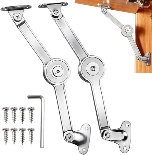 2 Pcs Lift Up Door Cabinet Hinges with Soft Close, Drop Down Hinges with Screws and Hex Key for Kitchen Door Drawer Window Cupboard Wardrobe Box