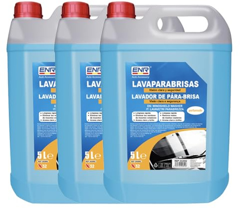 Enerfero Líquido Limpiaparabrisas Multiestacional 5L-Liquido Limpiaparabrisas Coche,anticongelante coche -5ºC,Fórmula Limpia Insectos, Suciedad y Grasa (5L*3)