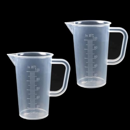 JOZMMZEOOA 2pcs 100ml Small Plastic Measuring Jug, Mini Graduated Measuring Jugs for Precise Lab, Craft & Kitchen Use