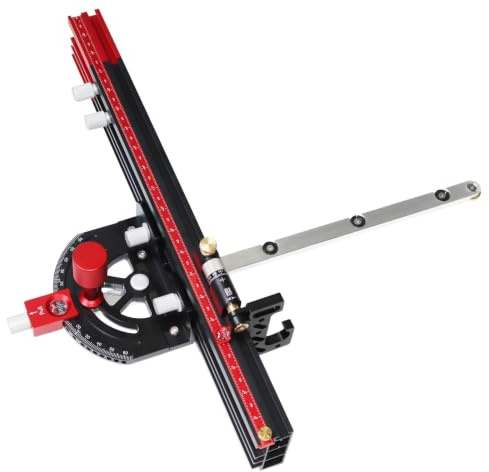 Tischsägen-Gehrungslehre, 89 cm Ausziehbarer Anschlag | Einstellbarer Winkel von -60° bis 60°, 23 Präzise Winkelanschläge für Wiederholbare Schrägschnitte,Standard-T-Nut 3/8 x 3/4
