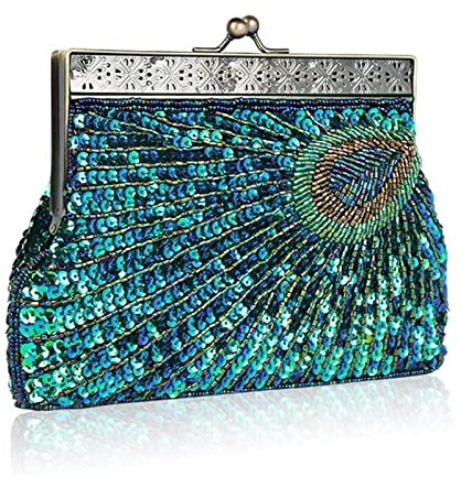 Damen Luxus Pfauen Clutch Abendtasche Handtasche AbendtascheHochzeit Pailetten Tasche Clutch Bag Umhängetasche