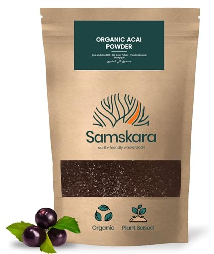 Açaí en Polvo BIO | 250 g | 100% Puro | Açaí Liofilizado | Rico en Antioxidantes y Fibra | Vegano | Sin Aditivos | Ideal para Smoothies, Bowls y Postres | Samskara