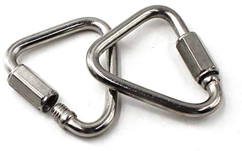 Flomore M10 Delta Quick Link 304 Stainless Steel Triangle Quicklink Chain Connector Screw Lock Carabiner Pack of 2