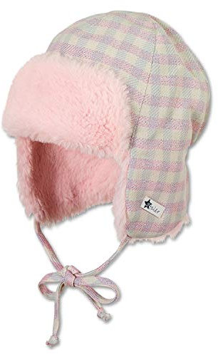 Sterntaler - Mädchen Baby Fliegermütze Wintermütze zum Binden mit Ohrenschutz und lilanen Glanzfäden, rosa - 4401921, Größe 45
