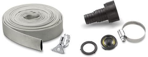 Kärcher Gewebeschlauchset 1, 1/4 Zoll (10m) mit flexiblem Gewebeschlauch inkl. Edelstahl-Schlauchklemme zum Anschluss an Tauchpumpen & 6.997-359.0 Anschluss (fuer Saugschlauch 3/4 Zoll+ 1 Zoll)