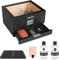 Case Elegance Humificador Con Tapa De Vidrio Mill Con Grano De Madera Negro Mate Con Higrómetro Digital, Cedro Español, Solución De Humificador, Sistema hidro Y Cajón De Accesorios (30-60 Puros)