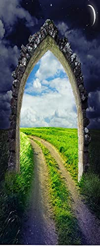 A.Monamour Türtapete Selbstklebend Türfolie Türposter 3D Ackerland Blick Durch Bogen Fantasy Szene Vinyl Folie Türdeko Tapete Wandbild Türaufkleber Türtattoo 85 x 200 cm