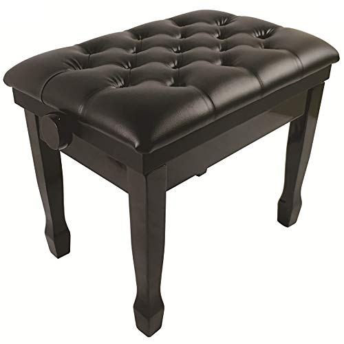 DRSM Klavierhocker Tastatur Sitzbank Einzelmassivholz-Lifting Klavierhocker Luxus Horseshoe Fu? Piano Hocker PU-Leder-Piano Hocker Gitarrentrommel Orgel (Schwarz 68x38x48cm)